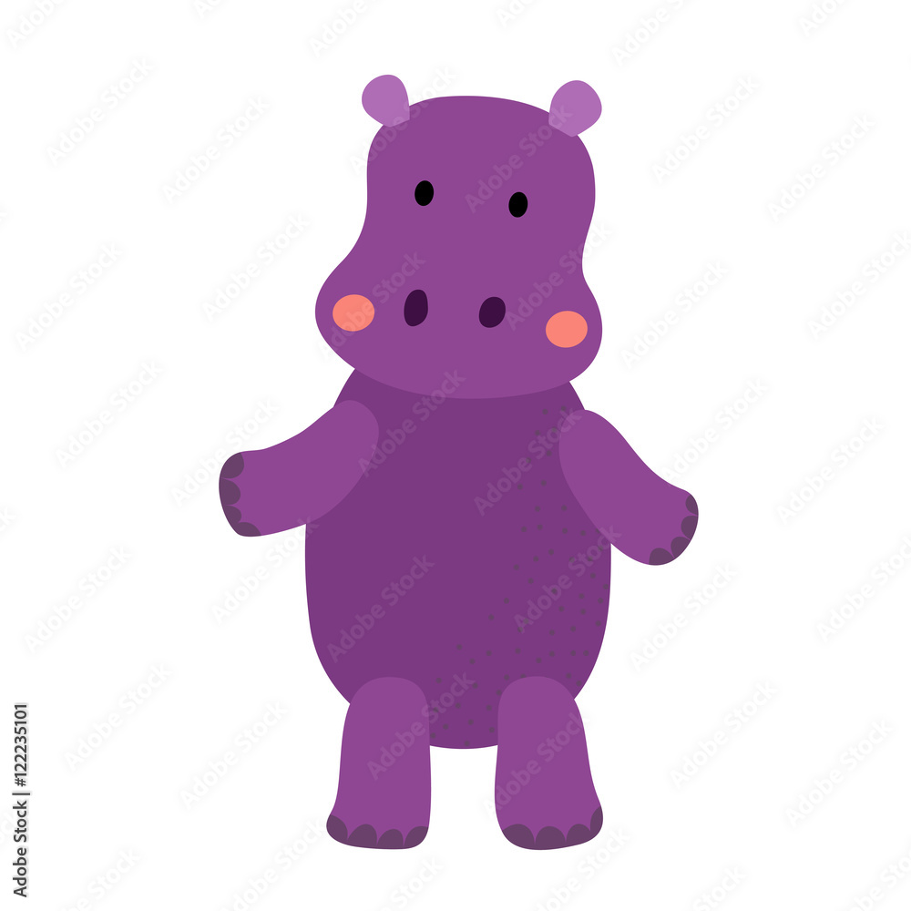 Hippopotamus standing on two legs animal cartoon character. Isolated on white background. Vector illustration. Hippopotamus standing on two legs animal cartoon character. Isolated on white background. Vector illustration.
