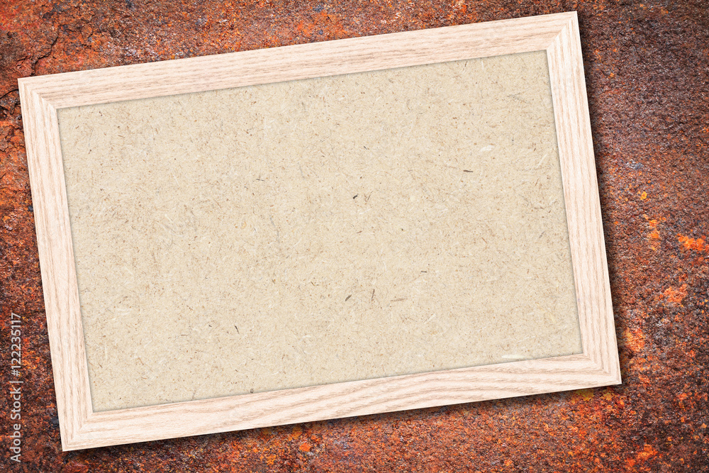 Fototapeta premium Chalkboard or Empty bulletin board with a wooden frame on brick wall background with copy space for text or image.