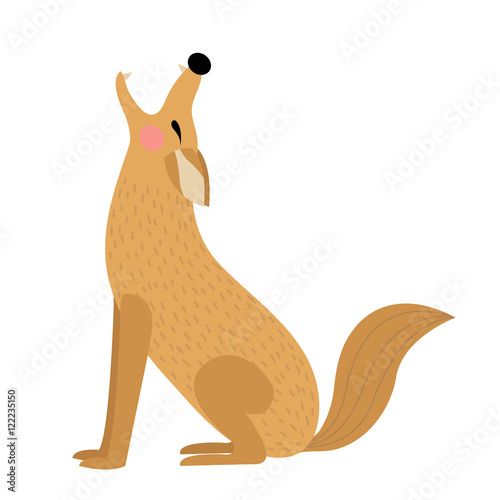 Howling Coyote animal cartoon character. Isolated on white background. Vector illustration. photo