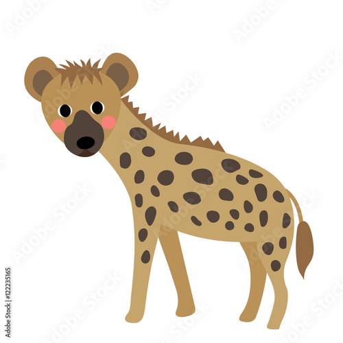 Hyena animal cartoon character. Isolated on white background. Vector illustration.