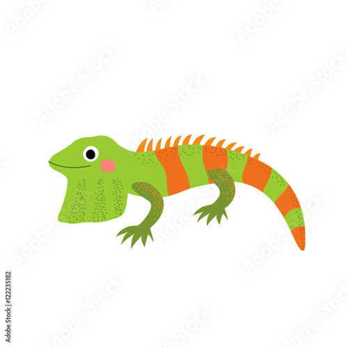 Iguana lizard reptile animal cartoon character. Isolated on white background. Vector illustration.
