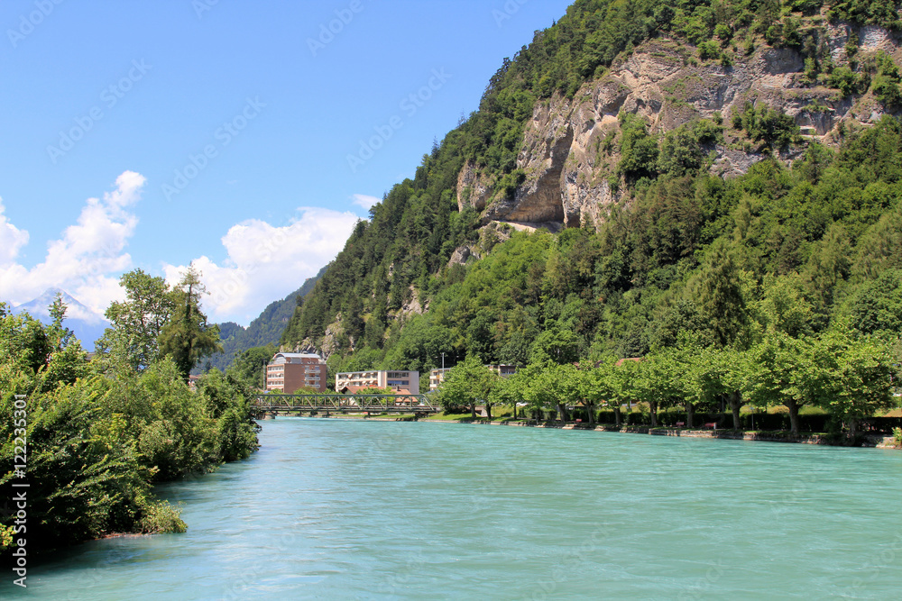 The architecture of the beautiful tourist town of Interlaken, Switzerland The architecture of the beautiful tourist town of Interlaken, Switzerland
