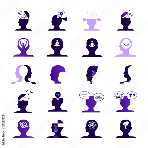 Mind Icons Set - Isolated On White Background - Vector Illustration, Graphic Design. For Web, Websites, Print, Presentation Templates, Mobile Applications And Promotional Materials