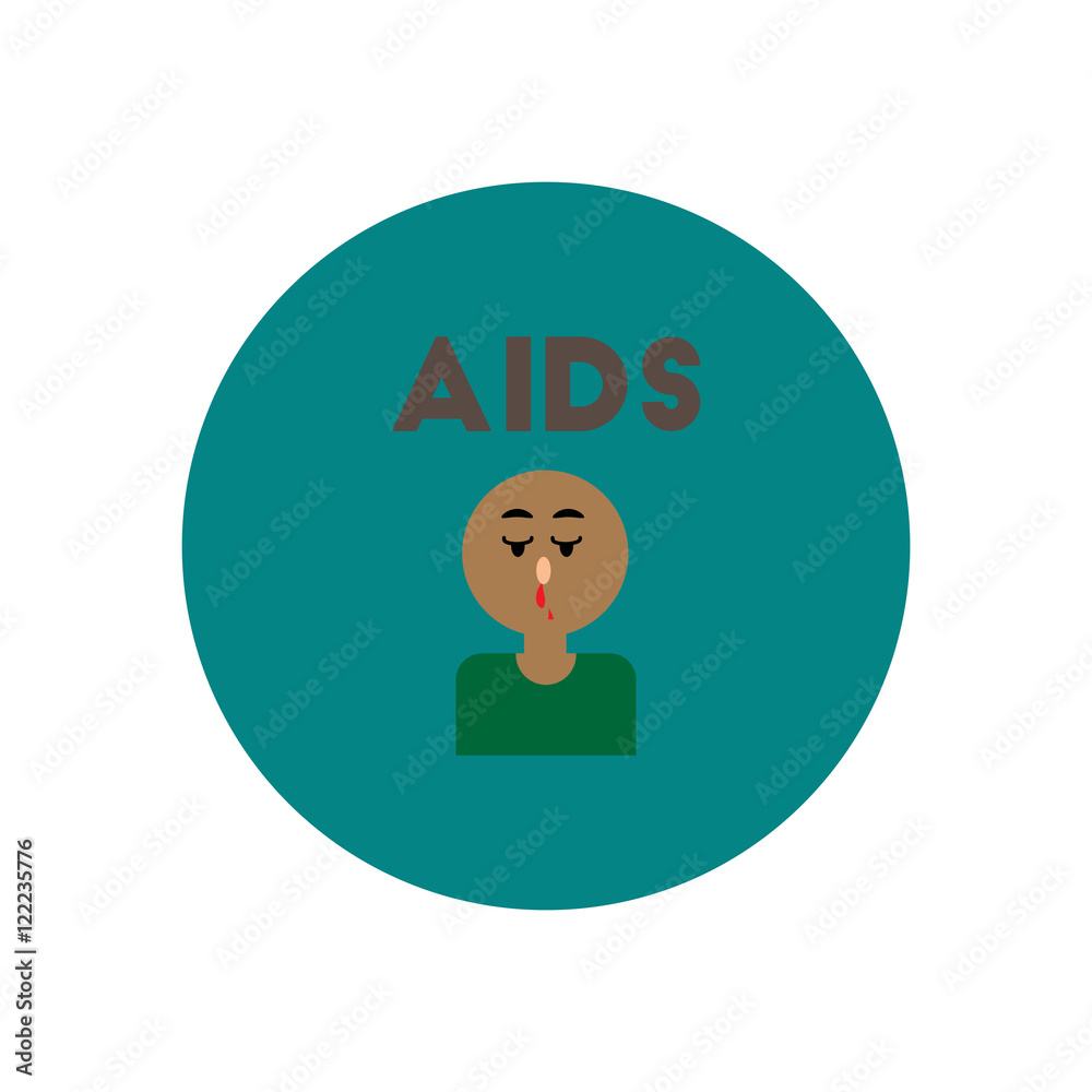 Vector icon on circle various symptoms of AIDS on the human Vector icon on circle various symptoms of AIDS on the human