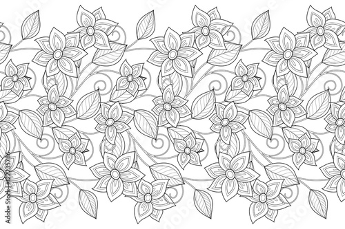 Vector Seamless Monochrome Floral Pattern