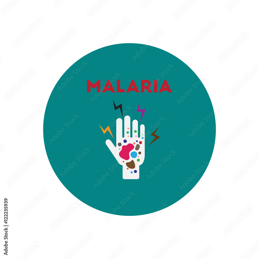 Vector icon on circle various symptoms of Malaria on the human Vector icon on circle various symptoms of Malaria on the human