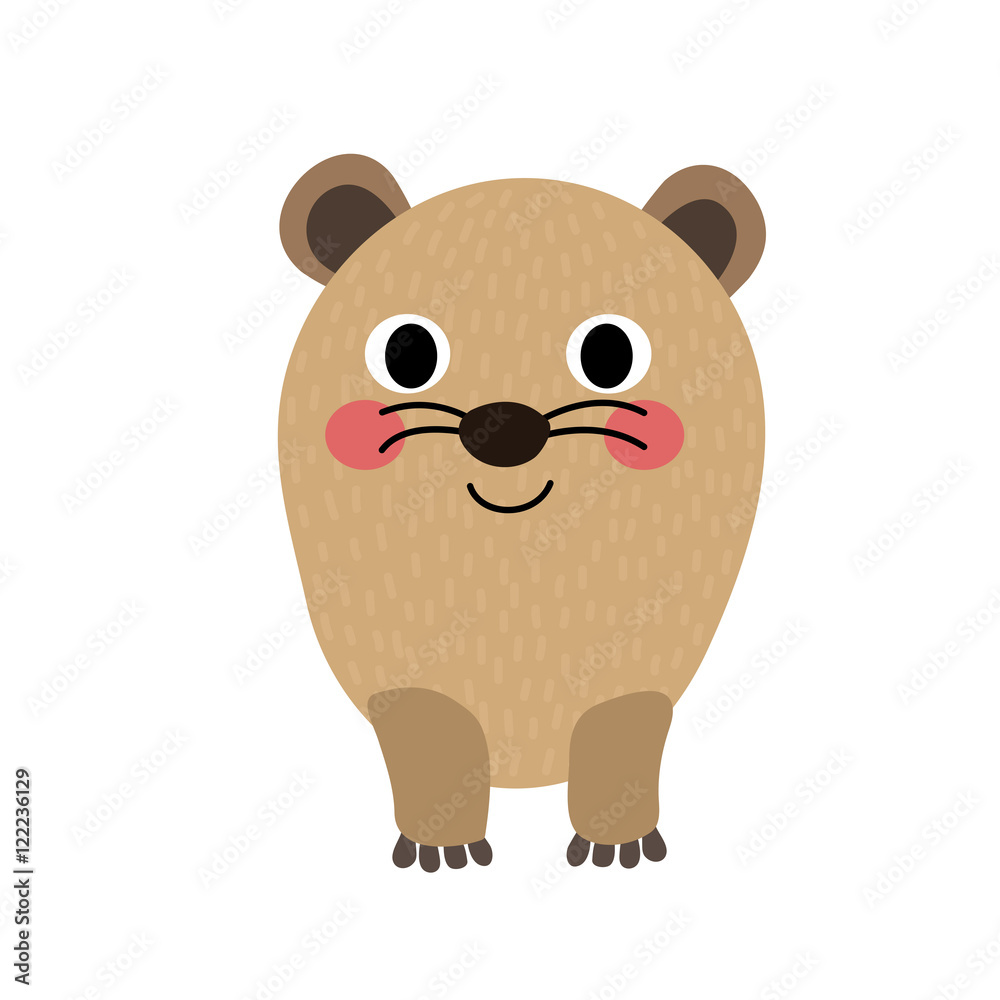 Fototapeta premium Rock Hyrax animal cartoon character. Isolated on white background. Vector illustration.