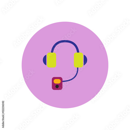 Vector icon on the white backgrounds in circles headphones