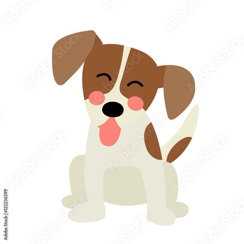 Sitting Jack russell terrier dog animal cartoon character. Isolated on white background. Vector illustration.