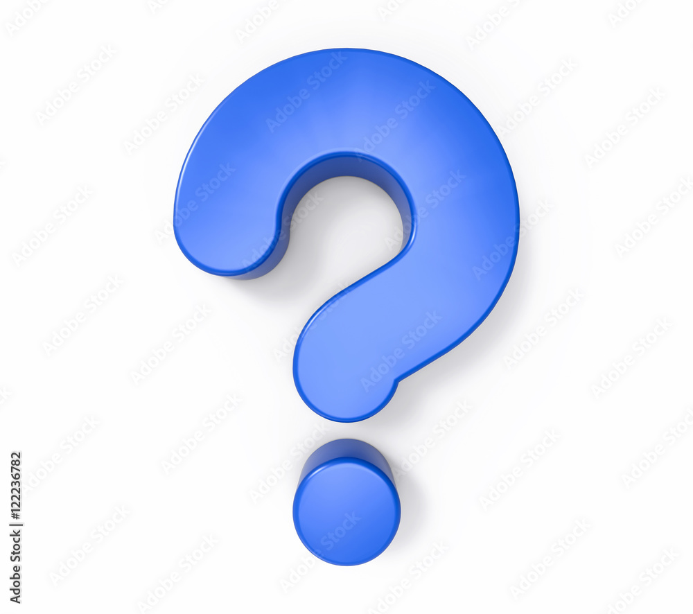 3D Isolated Blue Question Mark. Doubt Solution Support Concept. 3D Isolated Blue Question Mark. Doubt Solution Support Concept.