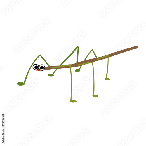 Stick Insect animal cartoon character. Isolated on white background. Vector illustration.