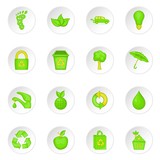 Nature icons set in cartoon style. Ecology, eco set collection vector illustration