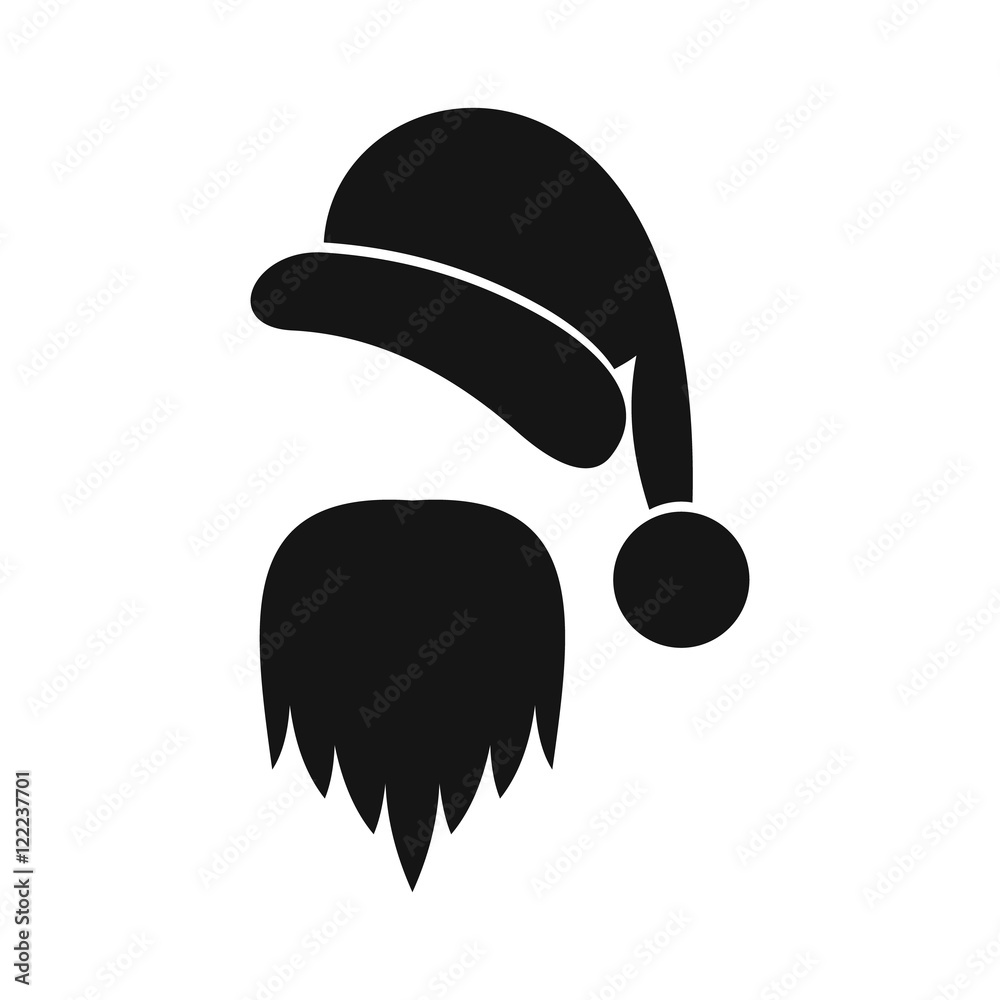 Santa Claus hat and beard icon in simple style on a white background vector illustration Santa Claus hat and beard icon in simple style on a white background vector illustration