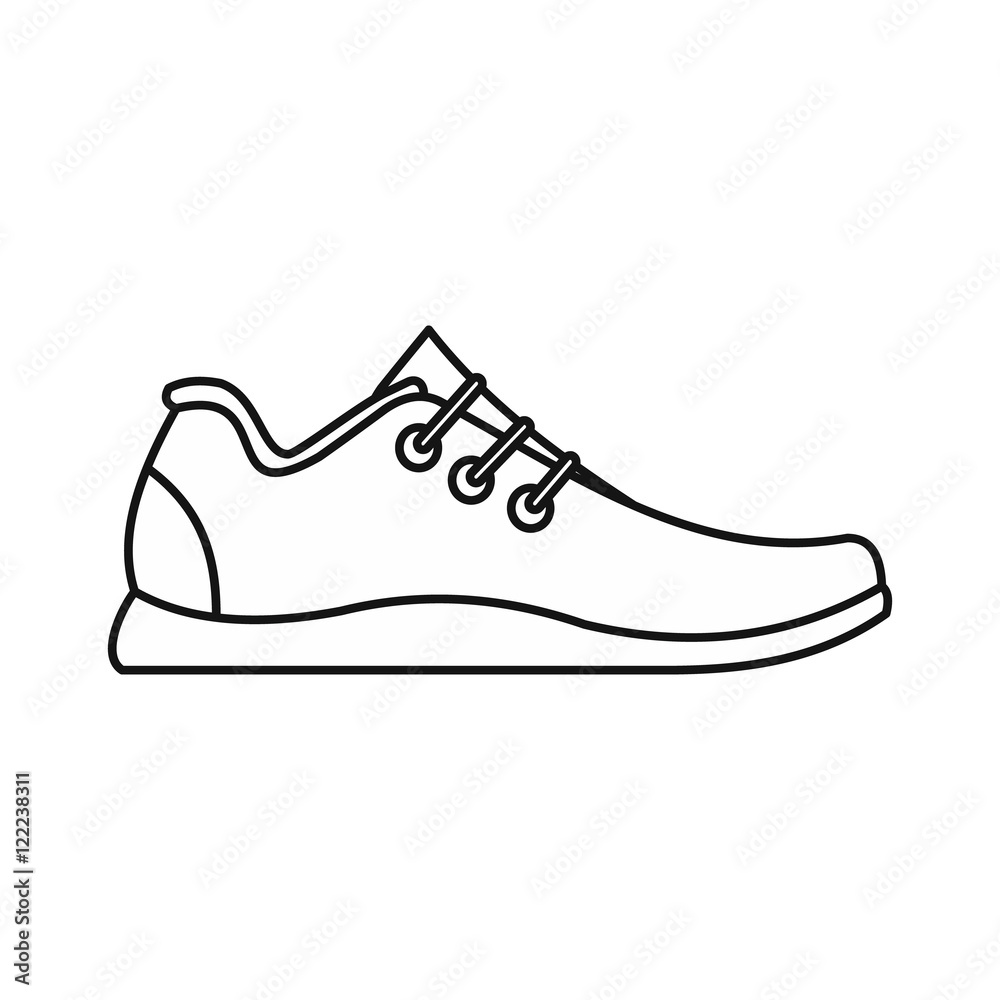 Athletic shoe icon in outline style on a white background vector illustration Athletic shoe icon in outline style on a white background vector illustration
