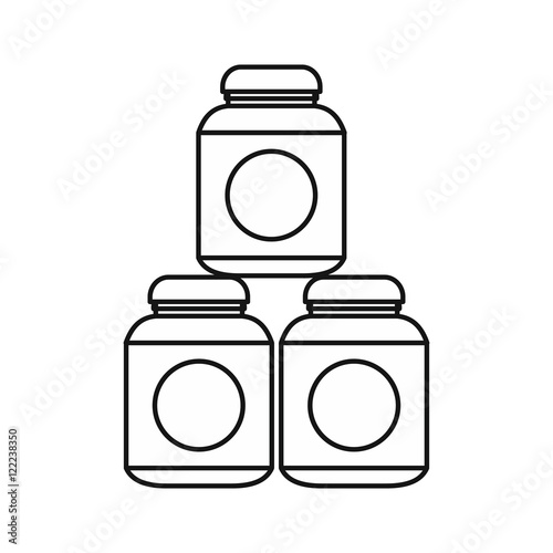 Sport nutrition containers icon in outline style on a white background vector illustration