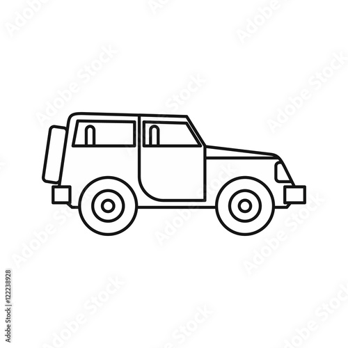 Jeep icon in outline style on a white background vector illustration