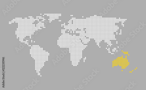 Moderne Pixel Weltkarte grau orange: Australien