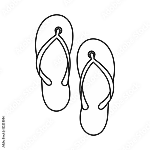 Beach thongs icon in outline style on a white background vector illustration