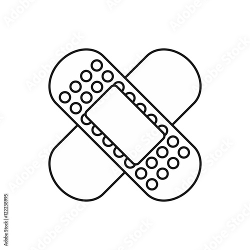 Medical patch icon in outline style on a white background vector illustration