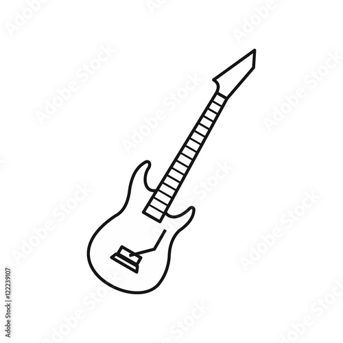 Electric guitar icon in outline style on a white background vector illustration