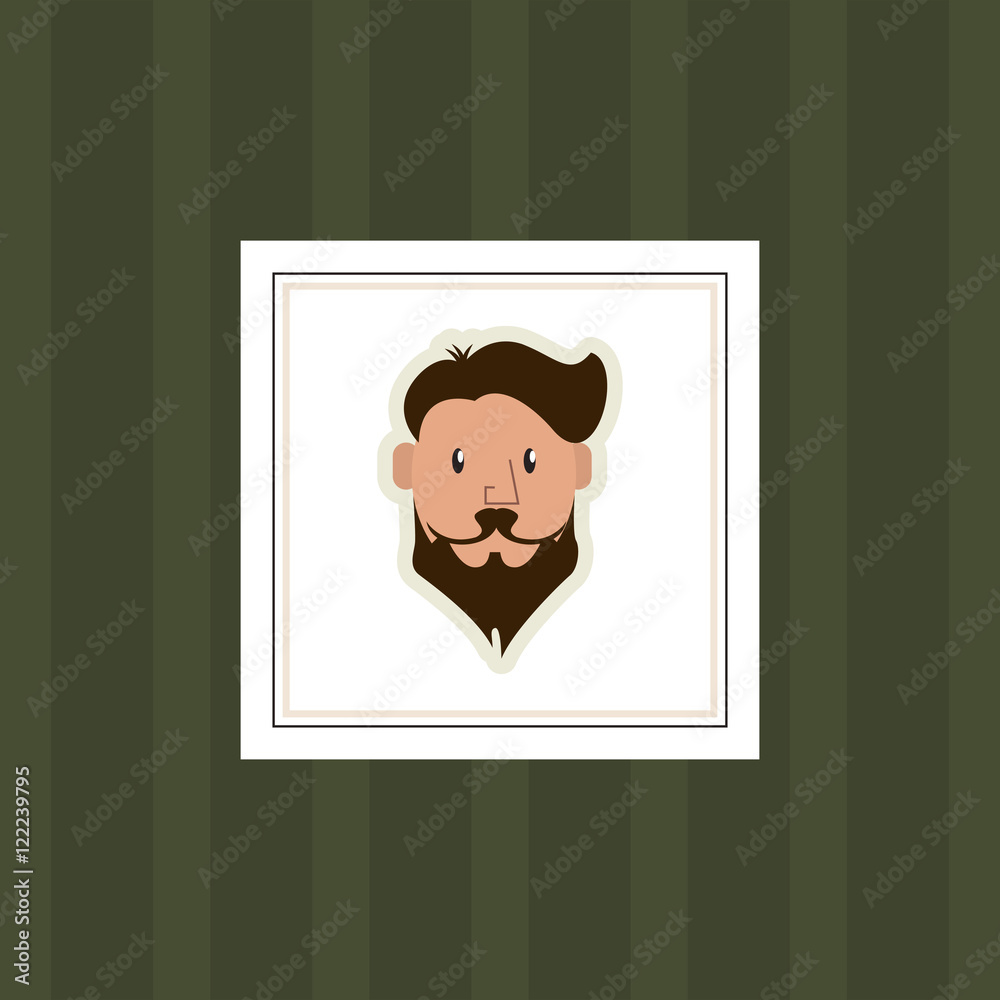 flat design hipster man emblem image with striped background vector illustration
