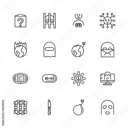 Anti-terrorism line icons. Vector illustration.