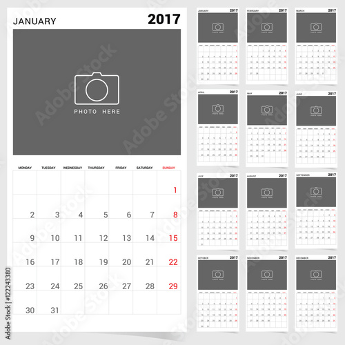 planner calendar january 2017 design illustration
