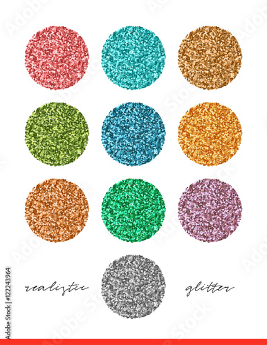 Glitter set of colorful texture for design elements. Glitters bright background