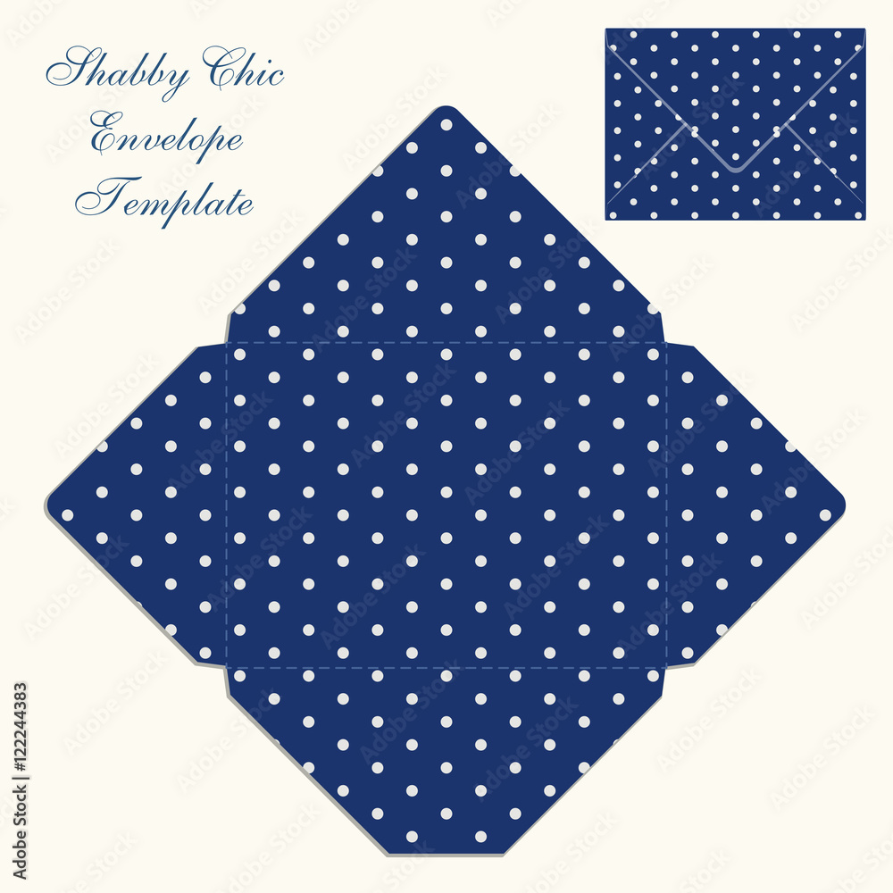 Cute retro envelope templates with polka dots ornament in shabby chic style Cute retro envelope templates with polka dots ornament in shabby chic style