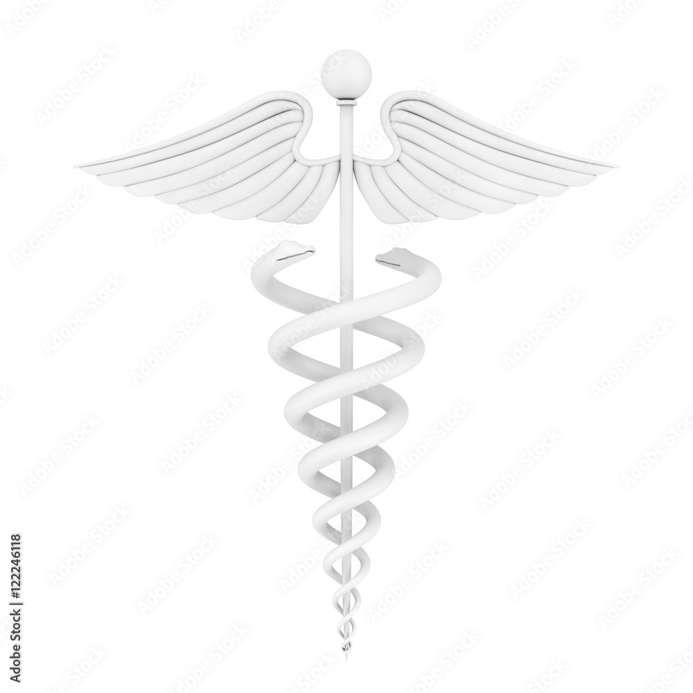 White Medical Caduceus Symbol. 3d Rendering White Medical Caduceus Symbol. 3d Rendering