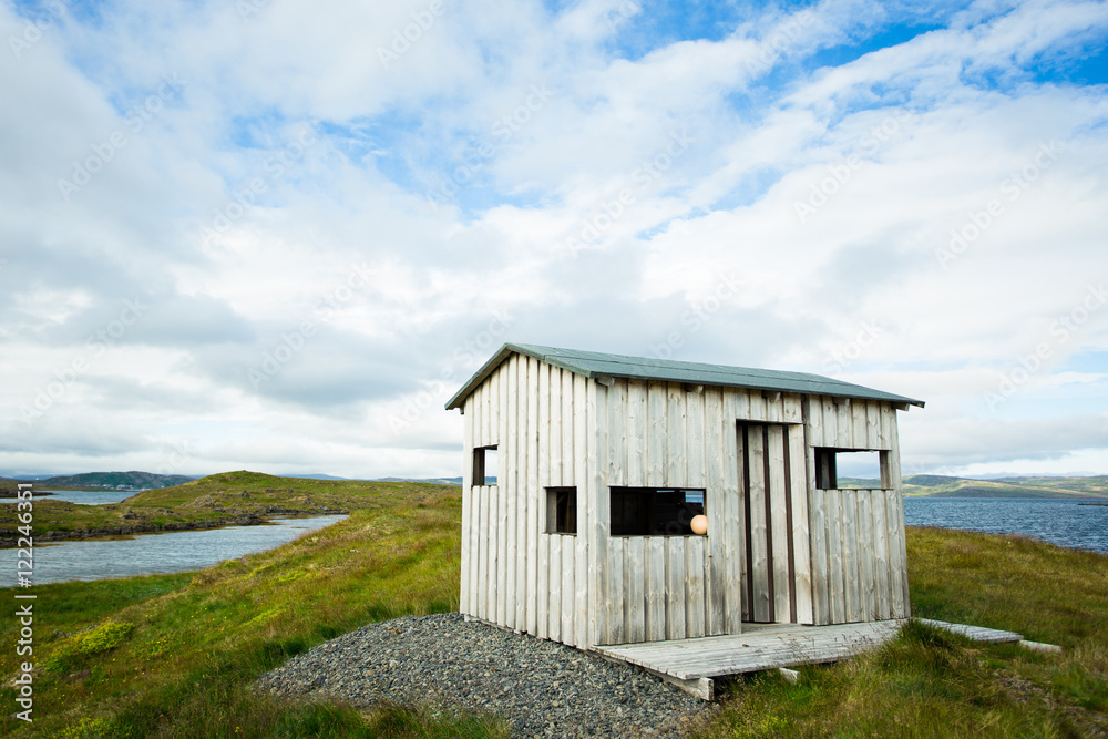 House in the valley. Icelandic landscape.