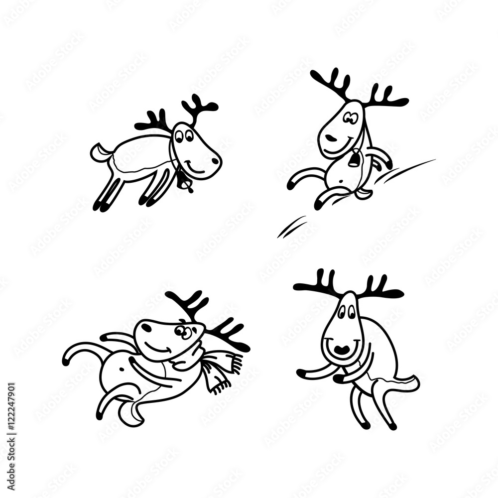 Fototapeta premium Vector illustration of a happy cartoon Christmas Reindeer