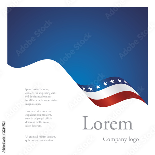 New brochure abstract design modular single pattern of wavy flag ribbon of USA