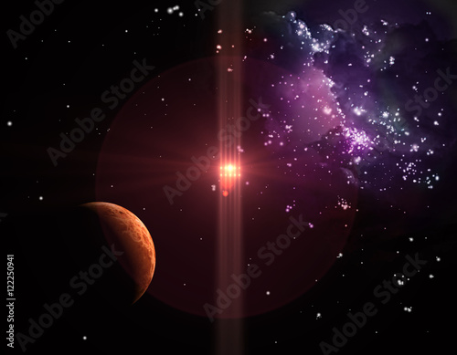 Fototapeta Naklejka Na Ścianę i Meble -  planet, stars and nebulae. star landscape.