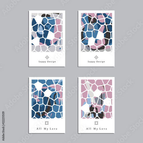 Artistic vector greeting cards design set. Colorful frame pattern texture, abstract template background for leaflet cover presentation, poster, invitation, placard, brochure, flyer, report, stationary