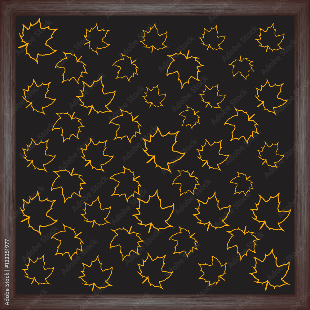Fototapeta premium Color maple leaf on chalkboard background. Vector illustration for your design