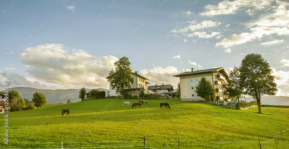 Evening over Westendorf village, Tirol, Austria