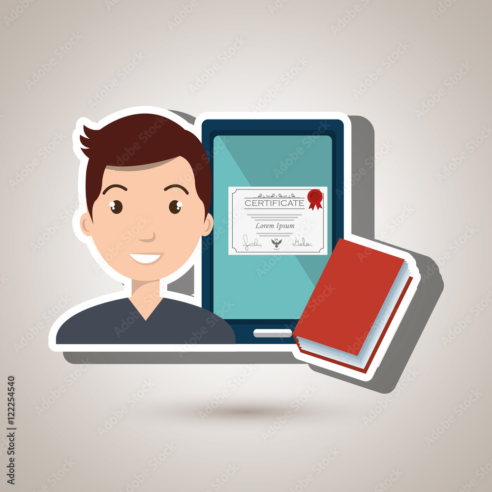 man student tablet book diploma vector illustration eps 10 man student tablet book diploma vector illustration eps 10