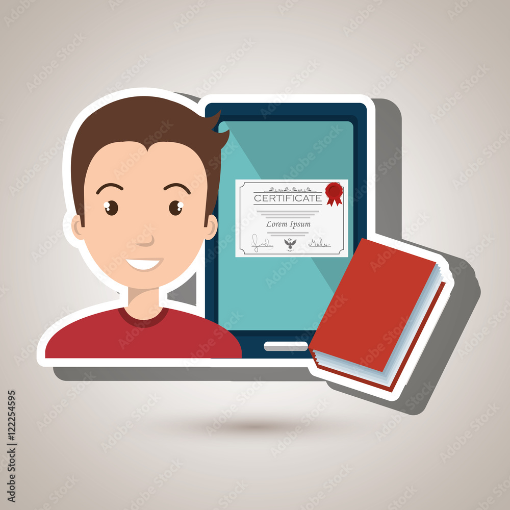 man student tablet book diploma vector illustration eps 10 man student tablet book diploma vector illustration eps 10