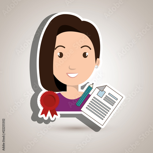 woman student medal ribbon vector illustration eps 10