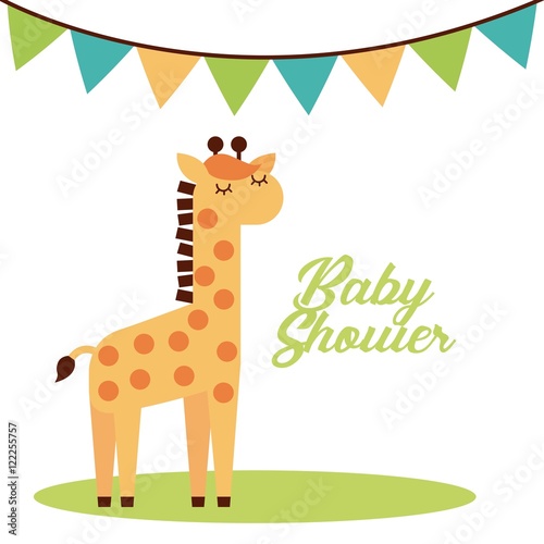 animal cute baby shower invitation vector illustration design