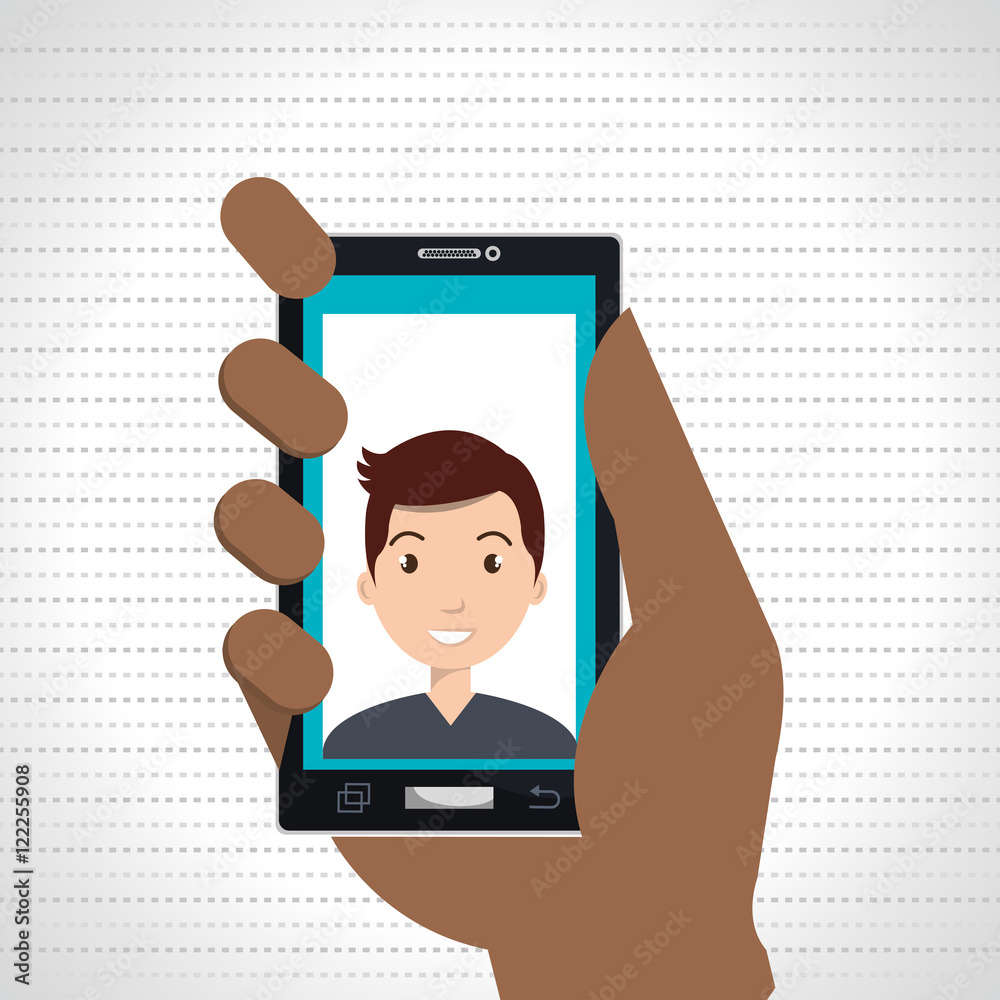 hand holding smartphone person woman vector illustration eps 10 hand holding smartphone person woman vector illustration eps 10