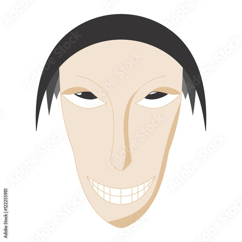 Sinister face. Thin face. Unpleasant face. White background. Vector illustration.