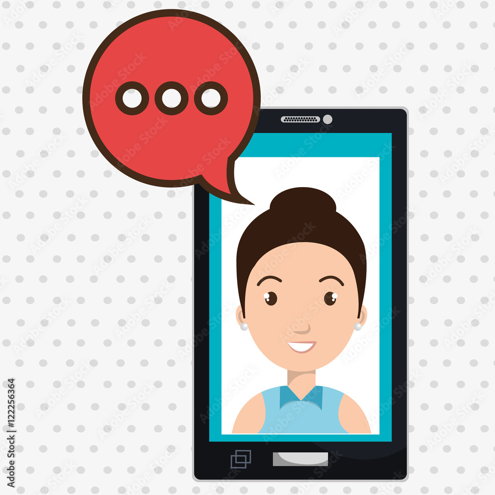 smartphone woman speech bubble vector illustration eps 10 smartphone woman speech bubble vector illustration eps 10