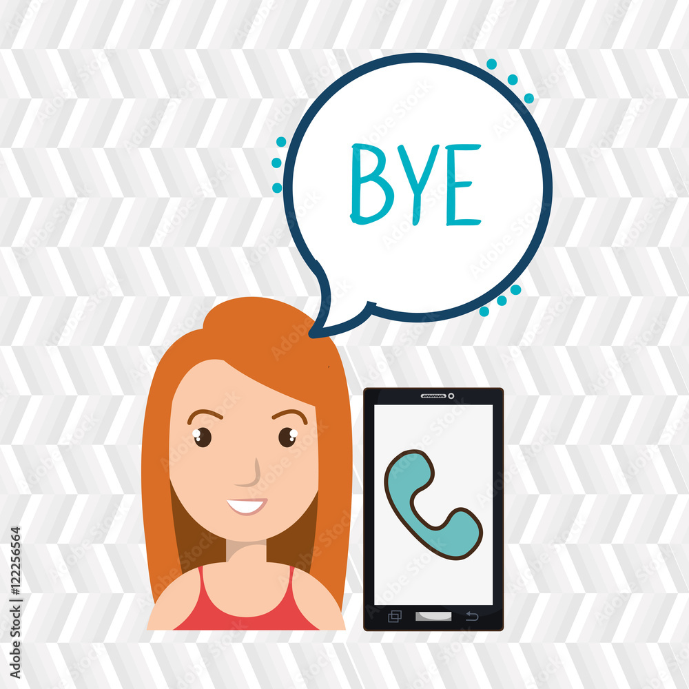 woman smartphone bubble telephone vector illustration eps 10