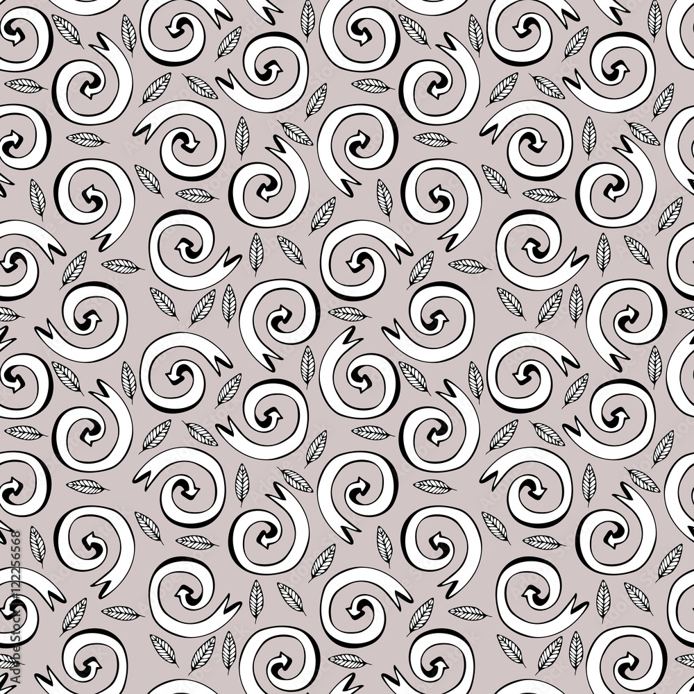 Fototapeta premium Set of hand drawn arrows. Monochrome vector seamless pattern.