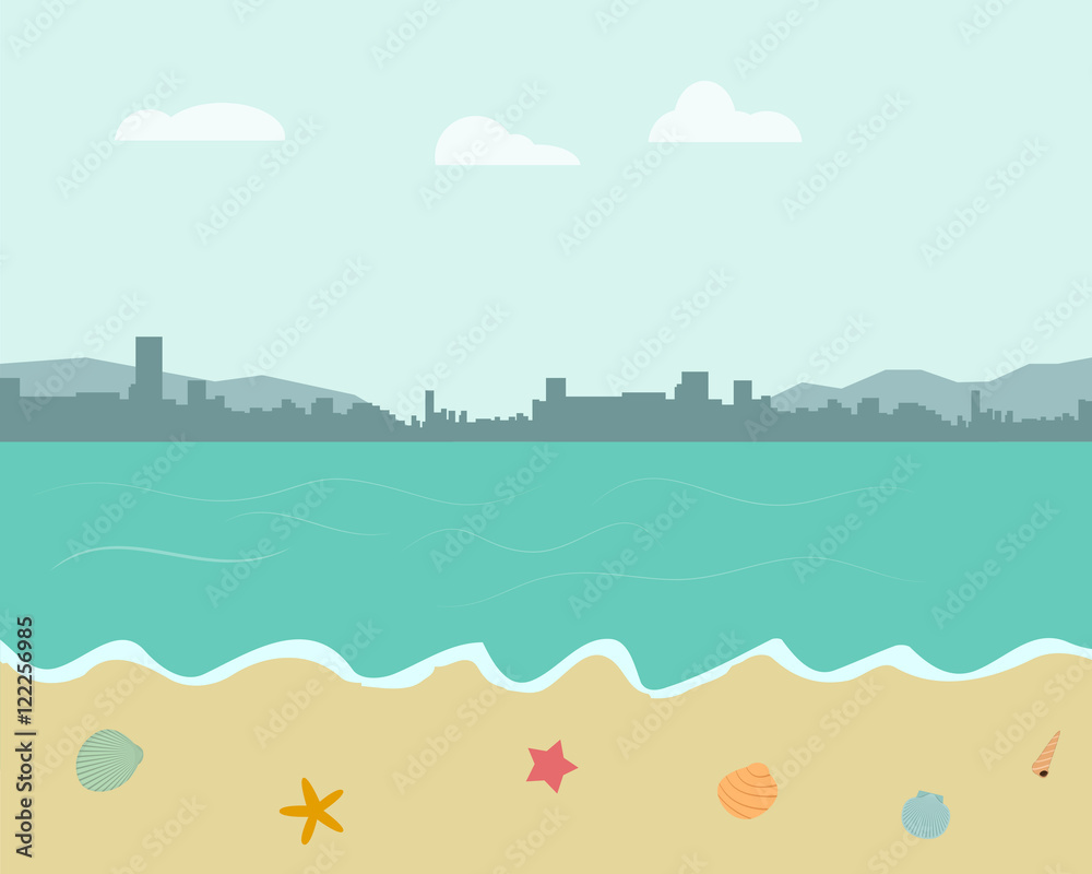 Beach background in pastel color style