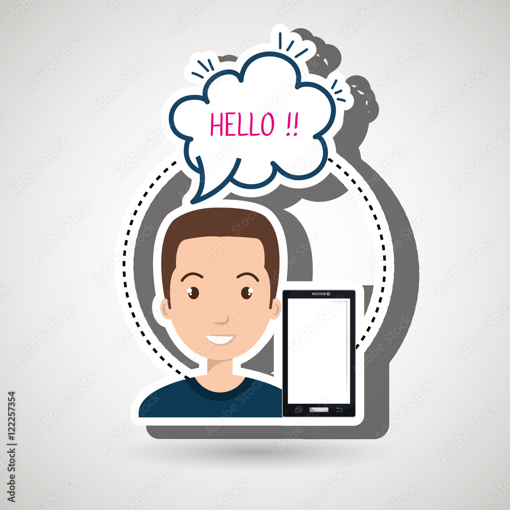 man smartphone bubble speech vector illustration eps 10 man smartphone bubble speech vector illustration eps 10
