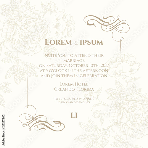 Template card with calligraphic elements.