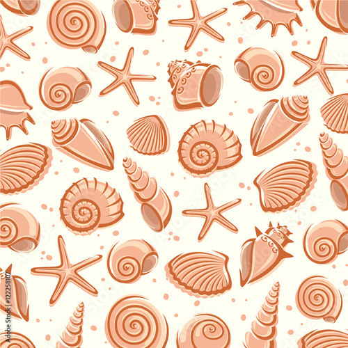 Seashells background. Vector